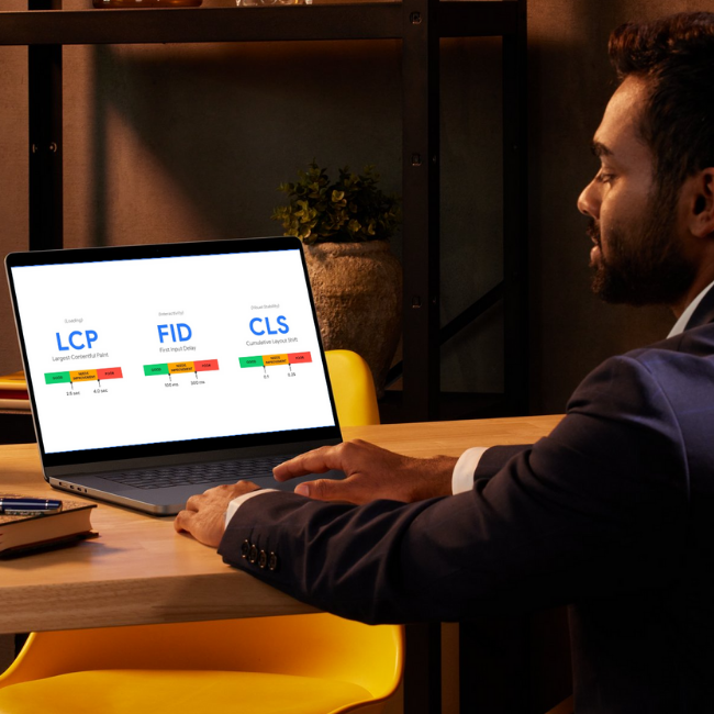 A person checking the core web vitals report